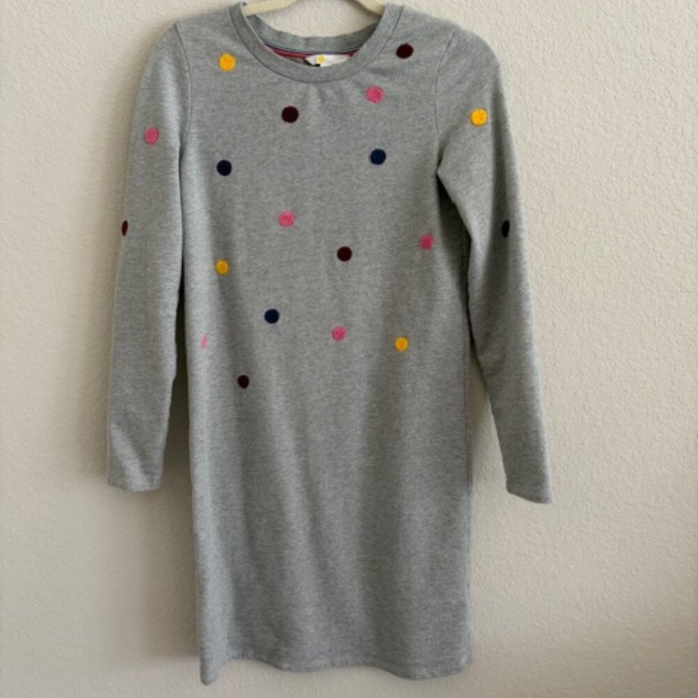 Boden Womens US 2R Sweatshirt Dress 100% Cotton Polka Dot Colorful Whimsical - Picture 2 of 7